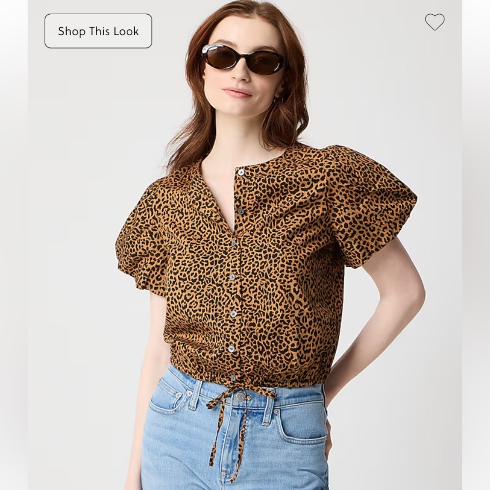 J CREW PUFF-SLEEVE TIE-WAIST TOP
